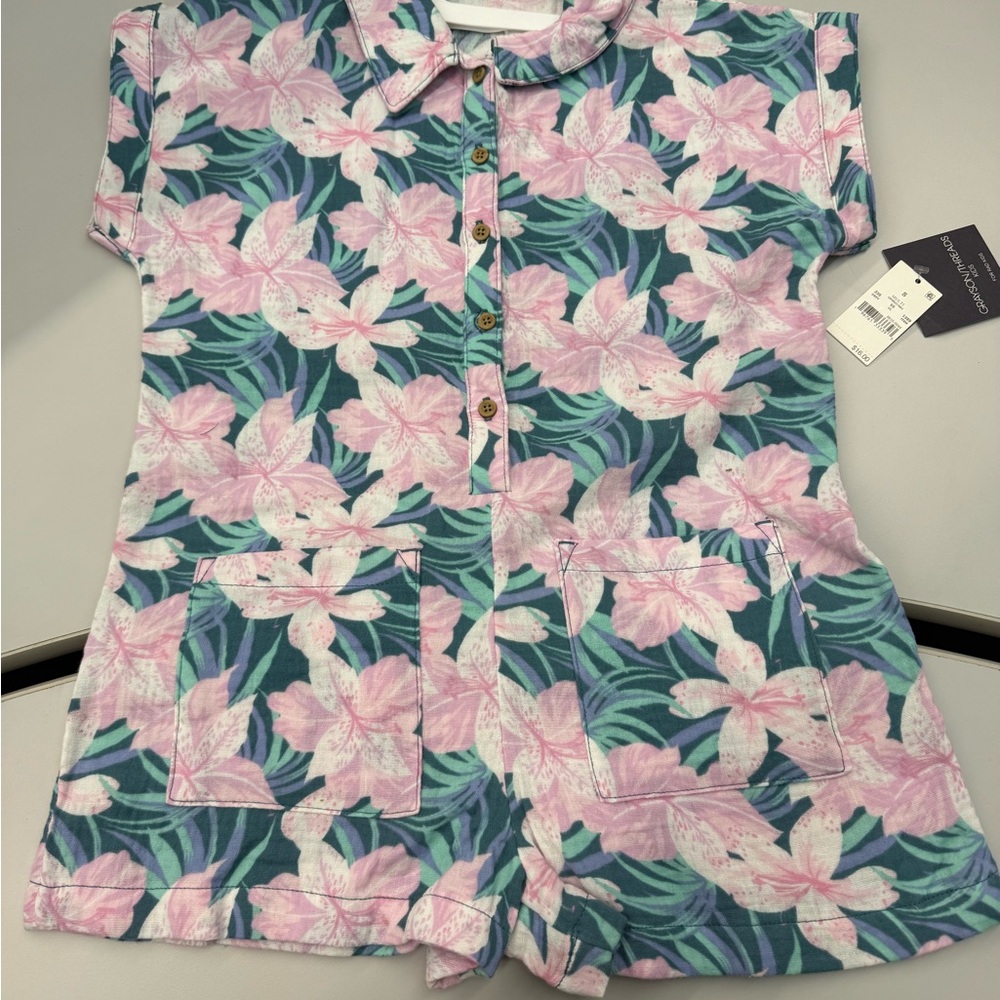 Grayson Threads Kids Floral Romper - Pink and Green